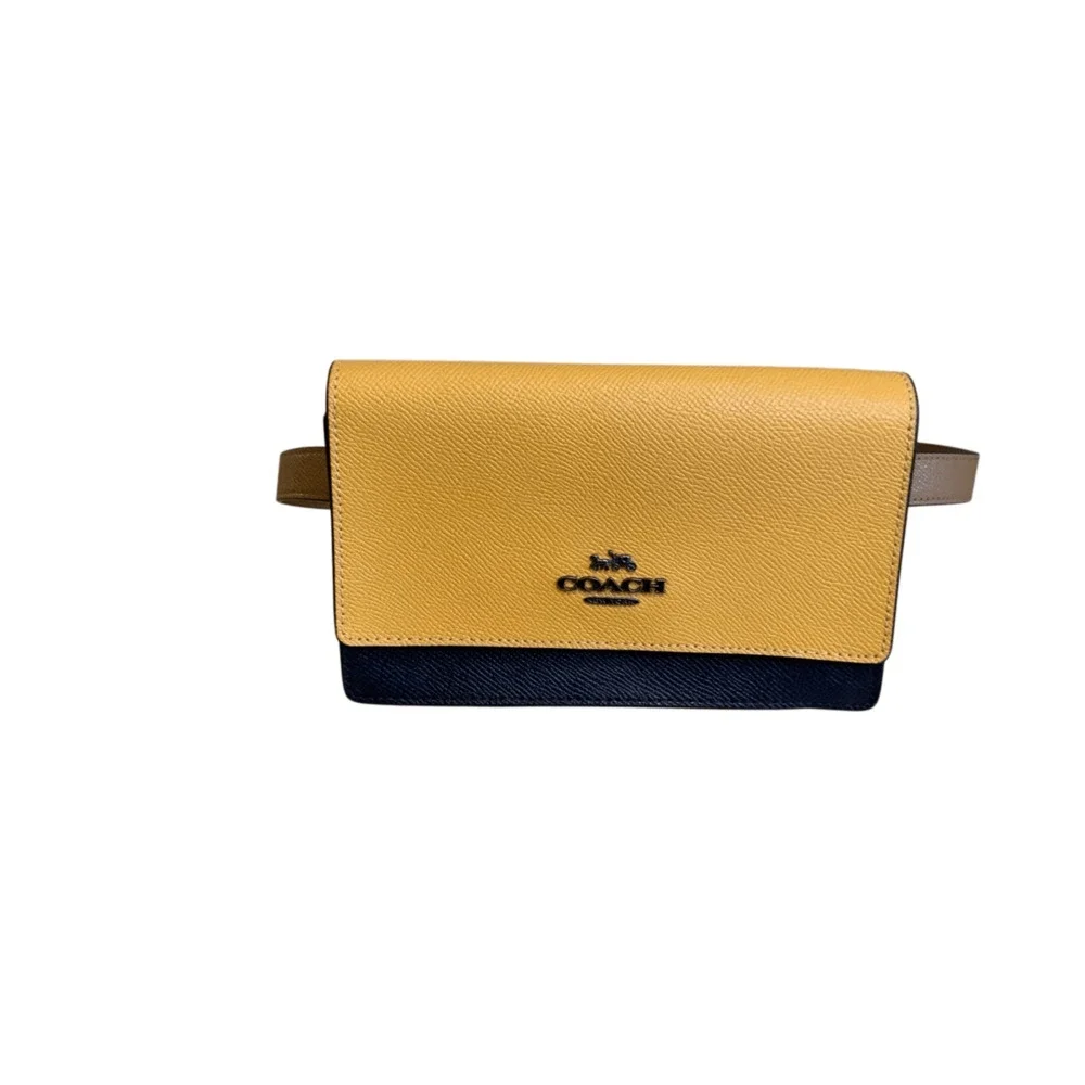 Coach Convertible Belt Bag Yellow Color block Leather Handbag